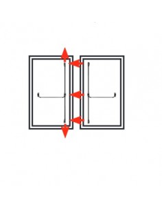 Double-leaf panic bar ISEO Fast Push IDEA Base with 3 locks on the 1st leaf