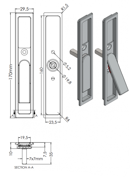 copy of Μοχλός και χούφτα για συρόμενα κουφώματα