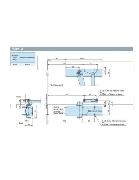 Πυράντοχος μηχανισμός σούστα επαναφοράς κλεισίματος  πόρτας Ν3-N4 RYOBI  D-1200