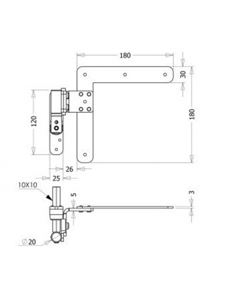 Μάσκουλο - μεντεσές ανοξείδωτο ρυθμιζόμενο 316 3D 178C για παντζούρι PVC, αλουμινίου, ξύλου