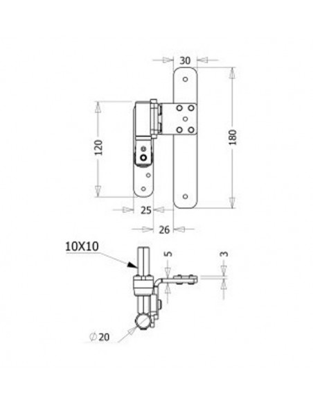 Μάσκουλο - μεντεσές ανοξείδωτο ίσιο 178S για παντζούρι PVC, αλουμινίου, ξύλου