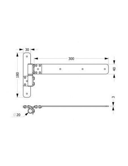 Stainless steel straight leaf hinge for fixed lambas without strap bracket 177H