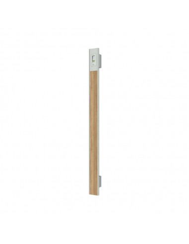 Main entrance door handle with oak insert and fingerprint scanner