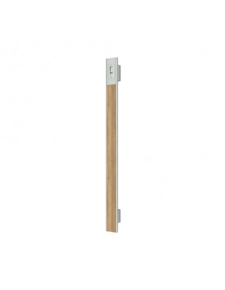 Main entrance door handle with oak insert and fingerprint scanner - modern
