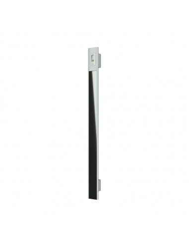 Main entrance door handle with black glass insert and fingerprint scanner