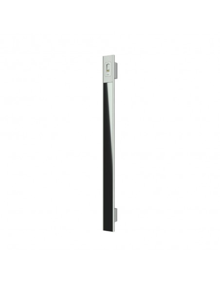 Main entrance door handle with black glass insert and fingerprint scanner - modern