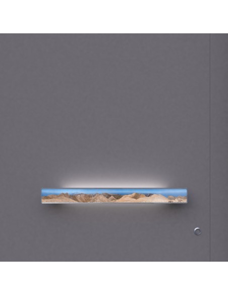 Main entrance door handle with graphic print on glass - modern