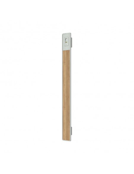 Main entrance door handle with oak insert and fingerprint scanner - modern