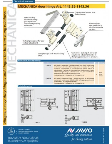 Triple adjustable hinge for flush doors Rollenband