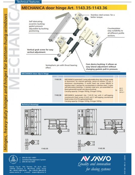 Triple adjustable hinge for flush doors Rollenband