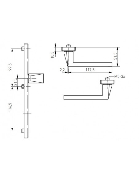 Πόμολο (χερούλι) αλουμινίου με πλάκα ζεύγος 37 Dallas