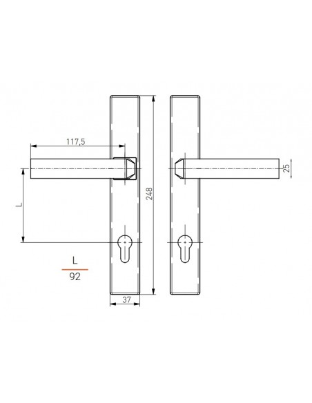 Πόμολο (χερούλι) αλουμινίου με πλάκα ζεύγος 37 Dallas