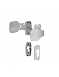 Double aluminium door handle set with rose