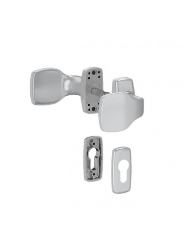 Double aluminium door handle set with rose