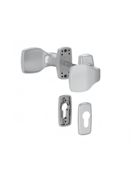 Double aluminium door handle set with rose