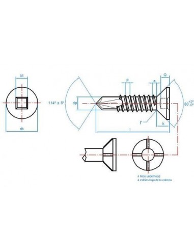 Βίδα φρεζάτη τετράγωνη αυτοδιάτρητη