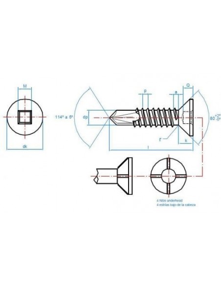 Βίδα φρεζάτη τετράγωνη αυτοδιάτρητη Βίδα φρεζάτη τετράγωνη αυτοδιάτρητη