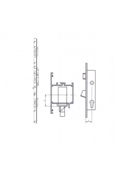 Μηχανισμός μπάρας πανικού με U κλειδαριά τριών σημείων Μηχανισμός μπάρας πανικού με U κλειδαριά τριών σημείων