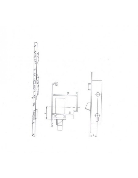 Μηχανισμός μπάρας πανικού με ίσια κλειδαριά τριών σημείων Μηχανισμός μπάρας πανικού με ίσια κλειδαριά τριών σημείων
