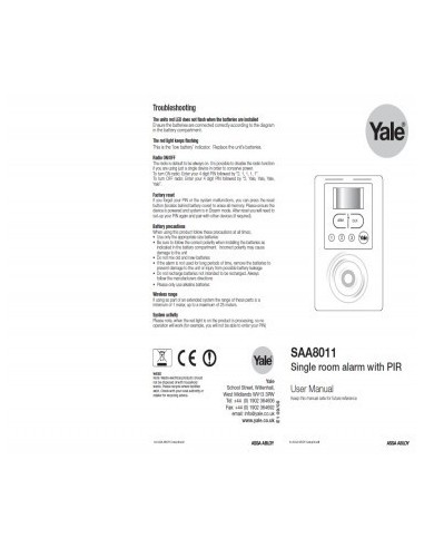 Ανιχνευτής κίνησης δωματίου Yale SAA8011