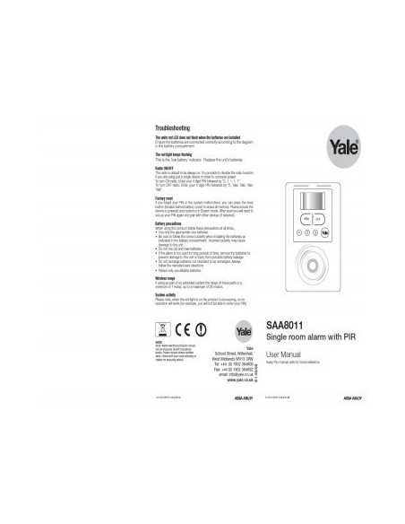 Ανιχνευτής κίνησης δωματίου Yale SAA8011