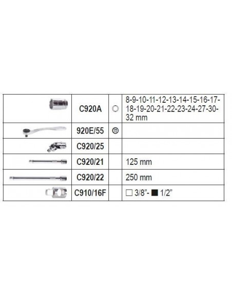 Συλλογή με 28 καρυδάκια και 5 βοηθητικά εξαρτήματα, σε πλαστική κασετίνα