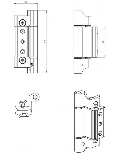 Μεντεσές δίφυλλου 9826