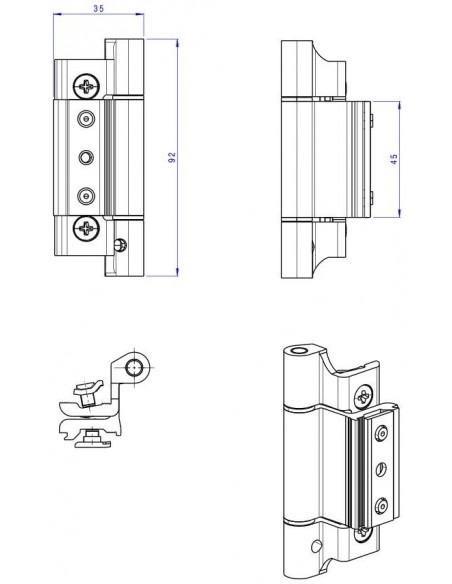 Μεντεσές δίφυλλου 9826