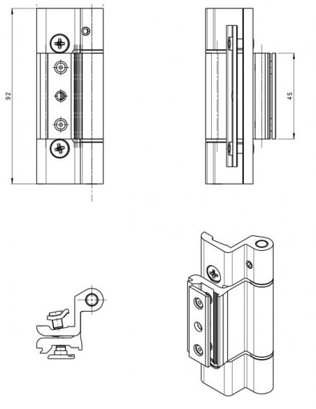 Μεντεσές δίφυλλου 9826