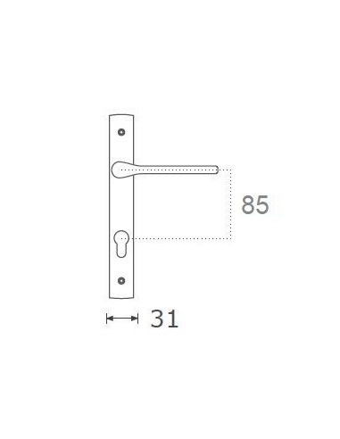 Πόμολο χερούλι με μονοκόμματη στενή πλάκα σειρά 1505