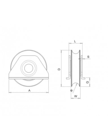 Ράουλο με πλαϊνή βάση ένα ρουλεμάν στρογγυλό προφίλ 