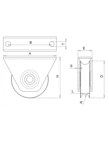 Wheel with support one bearing angle profile