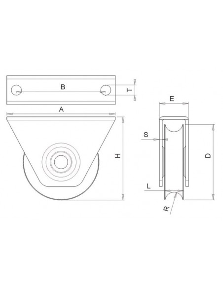 Wheel with support one bearing angle profile Wheel with support one bearing angle profile