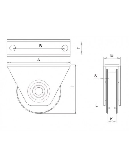 Wheel with support one bearing round profile Wheel with support one bearing round profile