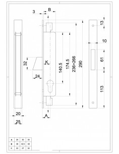 Security lock 3 Points Opening with Latch 2