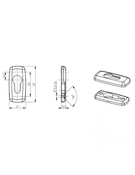 Διπλό πόμολο χερούλι αλουμινίου με ροζέτα για πόρτα