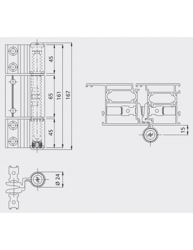 Τριπλός ρυθμιζόμενος μεντεσές πόρτας