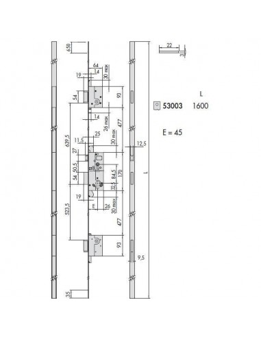 Κλειδαριά Τριών Σημείων Κυλίνδρου Cisa 53003-45