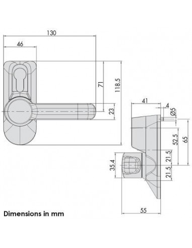Πόμολο για μπάρα πανικού με κύλινδρο και κλειδί CISA 
