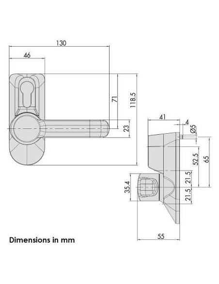 Πόμολο για μπάρα πανικού με κύλινδρο και κλειδί CISA 