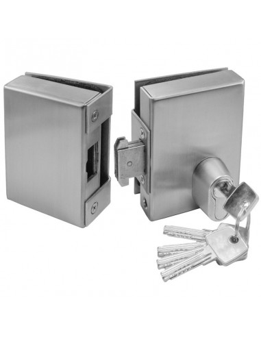 Κλειδαριά κρυστάλλου Τζαμόπορτας Γάντζου με κύλινδρο ασφαλείας πρόσθετη GEVY
