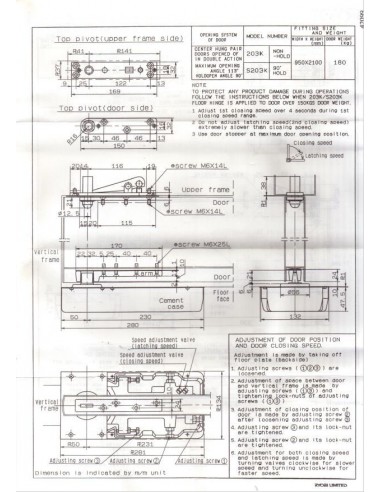 Μηχανισμός δαπέδου επαναφοράς πόρτας RYOBI MS 202K JAPAN