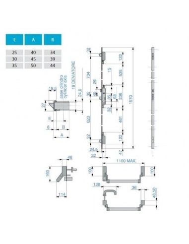 Μπάρα πανικού με κλειδαριά τριών σημείων - ASSA ABLOY (YALE,CORNI,FEB)