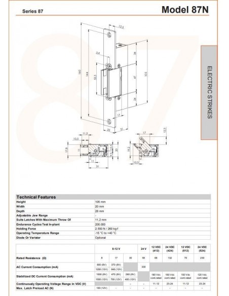 ΗΛΕΚΤΡΙΚΟ ΚΥΠΡΙ ΓΙΑ ΓΥΑΛΙΝΕΣ ΠΟΡΤΕΣ 87CII N/X 8-12V AC/DC