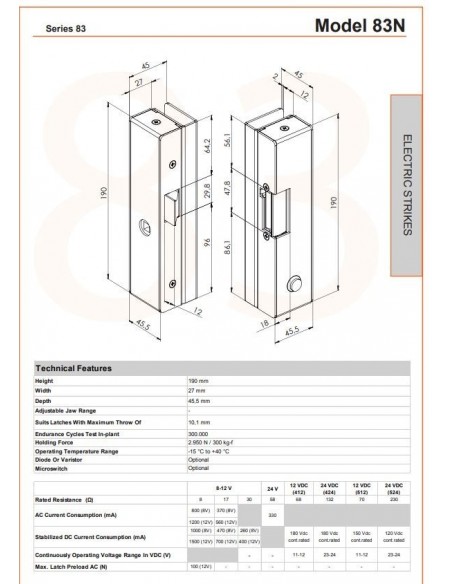 ΗΛΕΚΤΡΙΚΟ ΚΥΠΡΙ ΓΙΑ ΓΥΑΛΙΝΕΣ ΠΟΡΤΕΣ 83 C ND 8-12V AC/DC