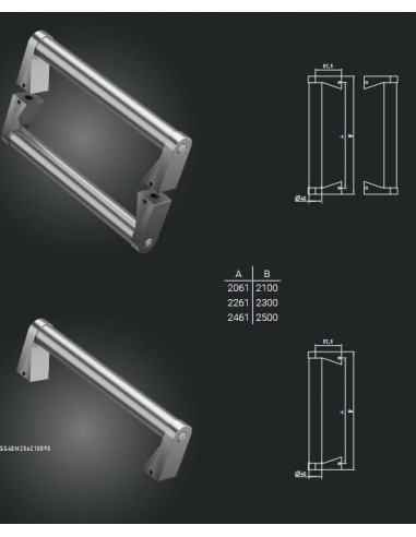 Ανοξείδωτη Λαβή Φ40 με ρυθμιζόμενο ύψος