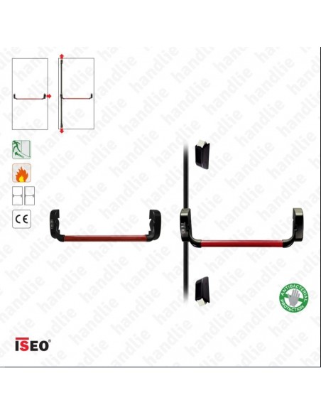 Μηχανισμός μπάρας πανικού-έξοδου κινδύνου δίφυλλη ISEO Fast Push IDEA Base-Αντιμικροβιακή-αντιβακτηριδιακή προστασία