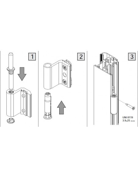 Μεντεσές αλουμινίου Giesse ALU16 για σύστημα περιμετρικού μηχανισμού  