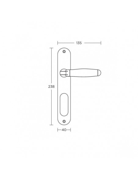 Πόμολο χερούλι με μονοκόμματη πλάκα σειρά 205 Πόμολο χερούλι με μονοκόμματη πλάκα σειρά 205