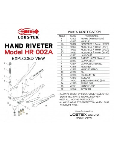Πιριτσιναδόρος χειρός LOBSTER HR-002Α